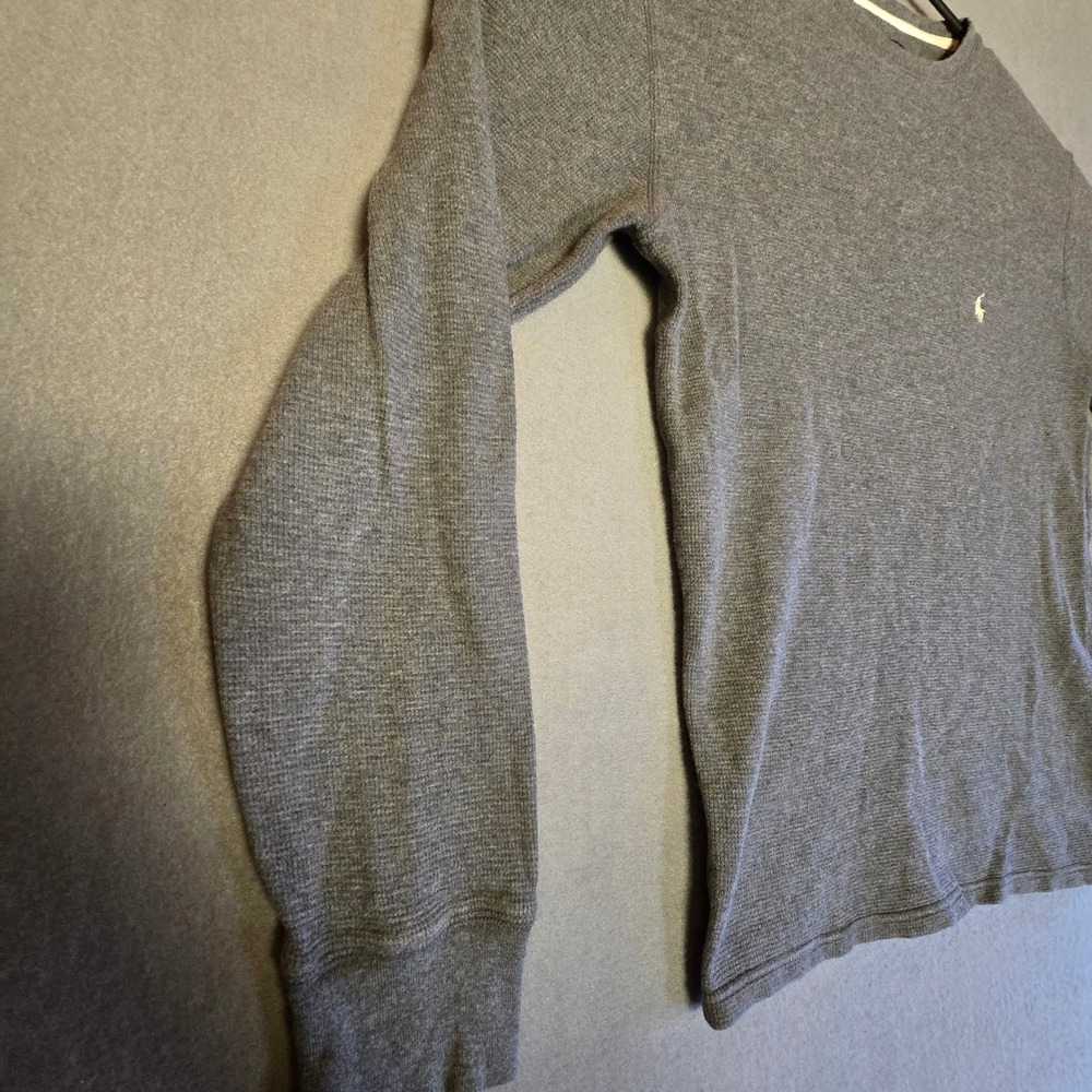 Polo Ralph Lauren Long Sleeve Thermal Shirt Crewneck Gray Men's Medium Pony Logo - Picture 13 of 16